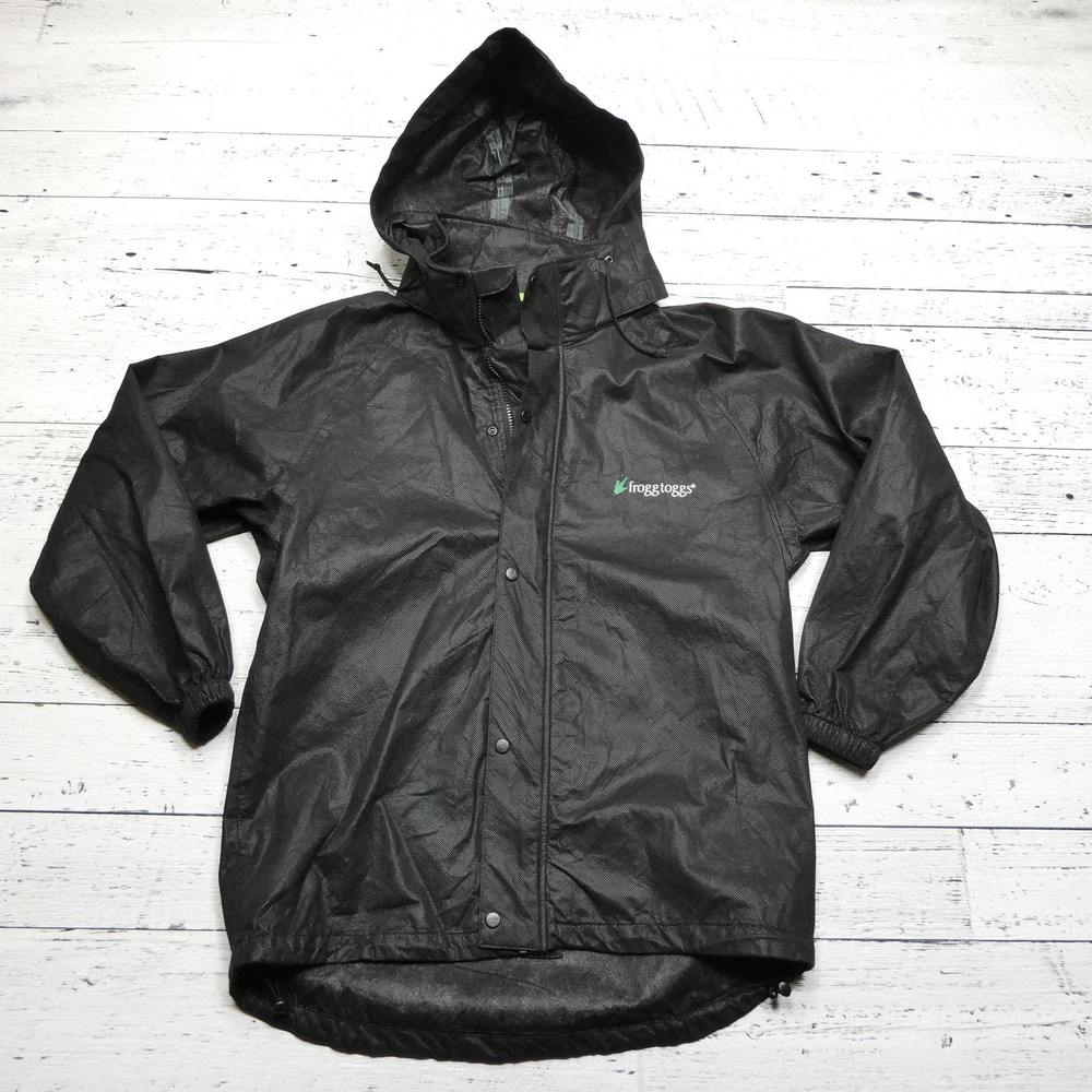 Frogg Toggs Rain Jacket Mens Small Black All‎ Sport Hooded Waterproof AS1310-01